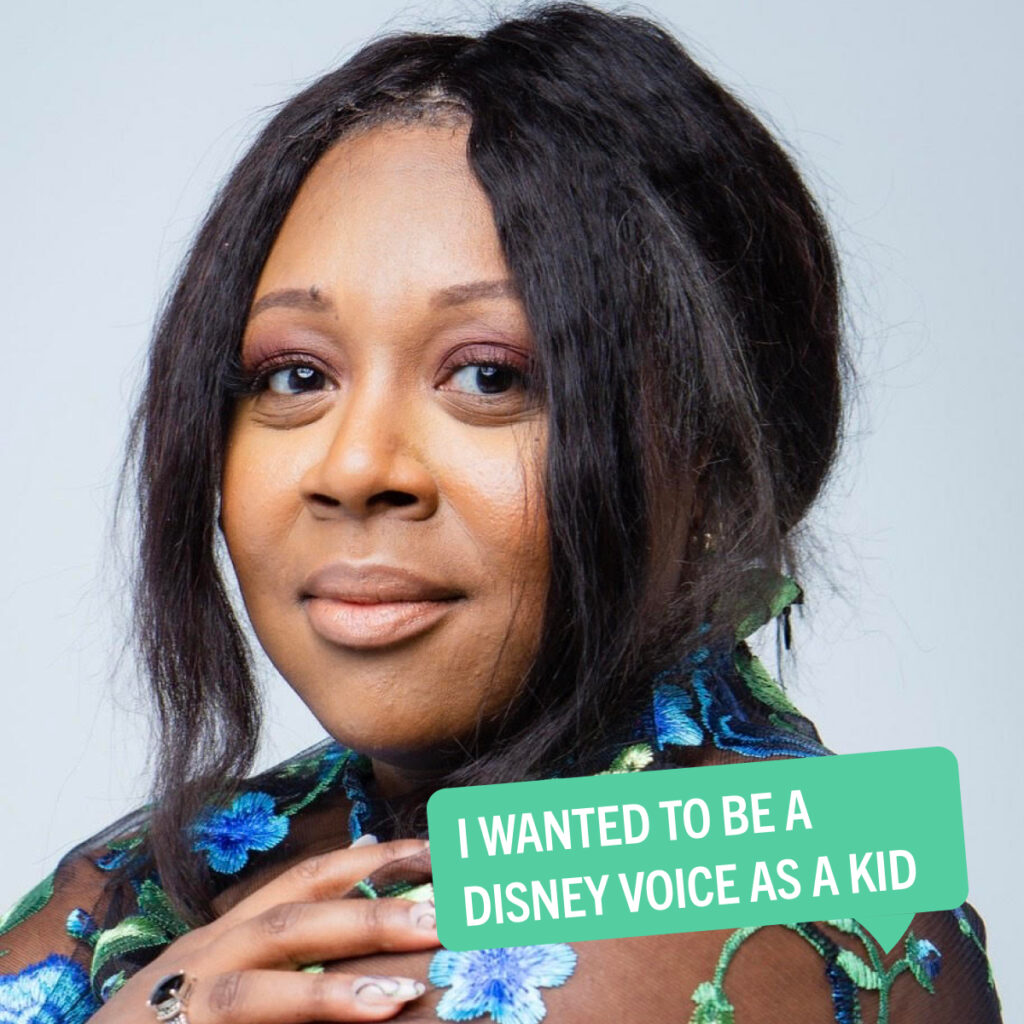 Portrait of Erin A. Morton with a colorful tag displaying their fun fact "I wanted to be a Disney voice as a kid."